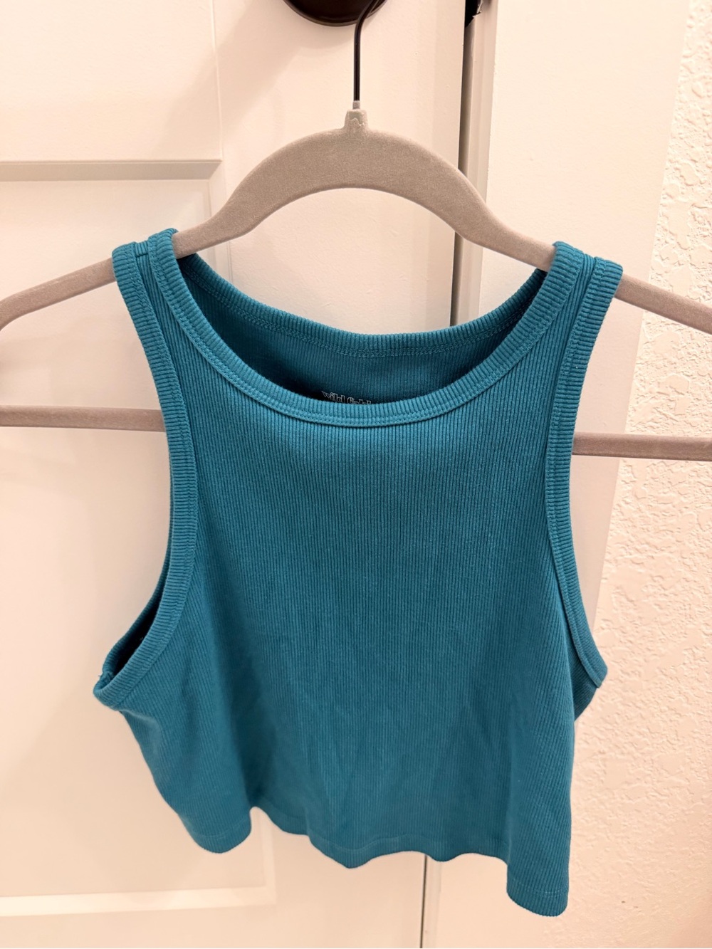 wild fable Teal Ribbed Cropped Tank Top
